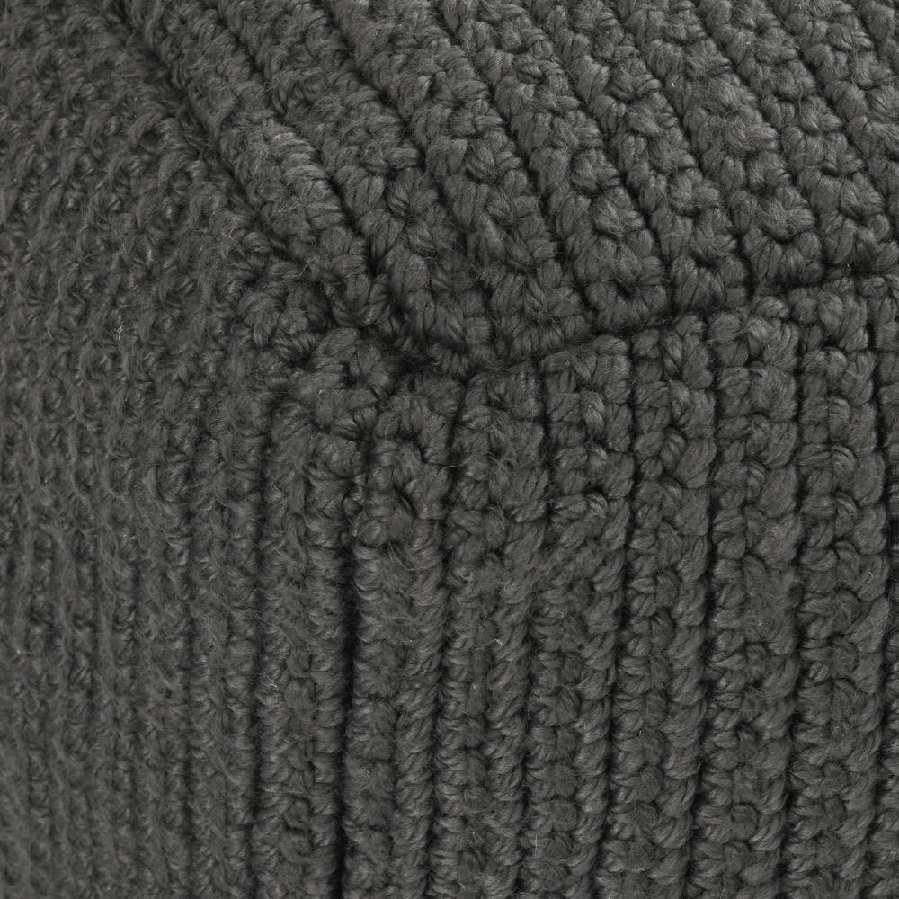 Prism 18" Wide Handwoven Square Pouf, Dark Gray. Picture 3