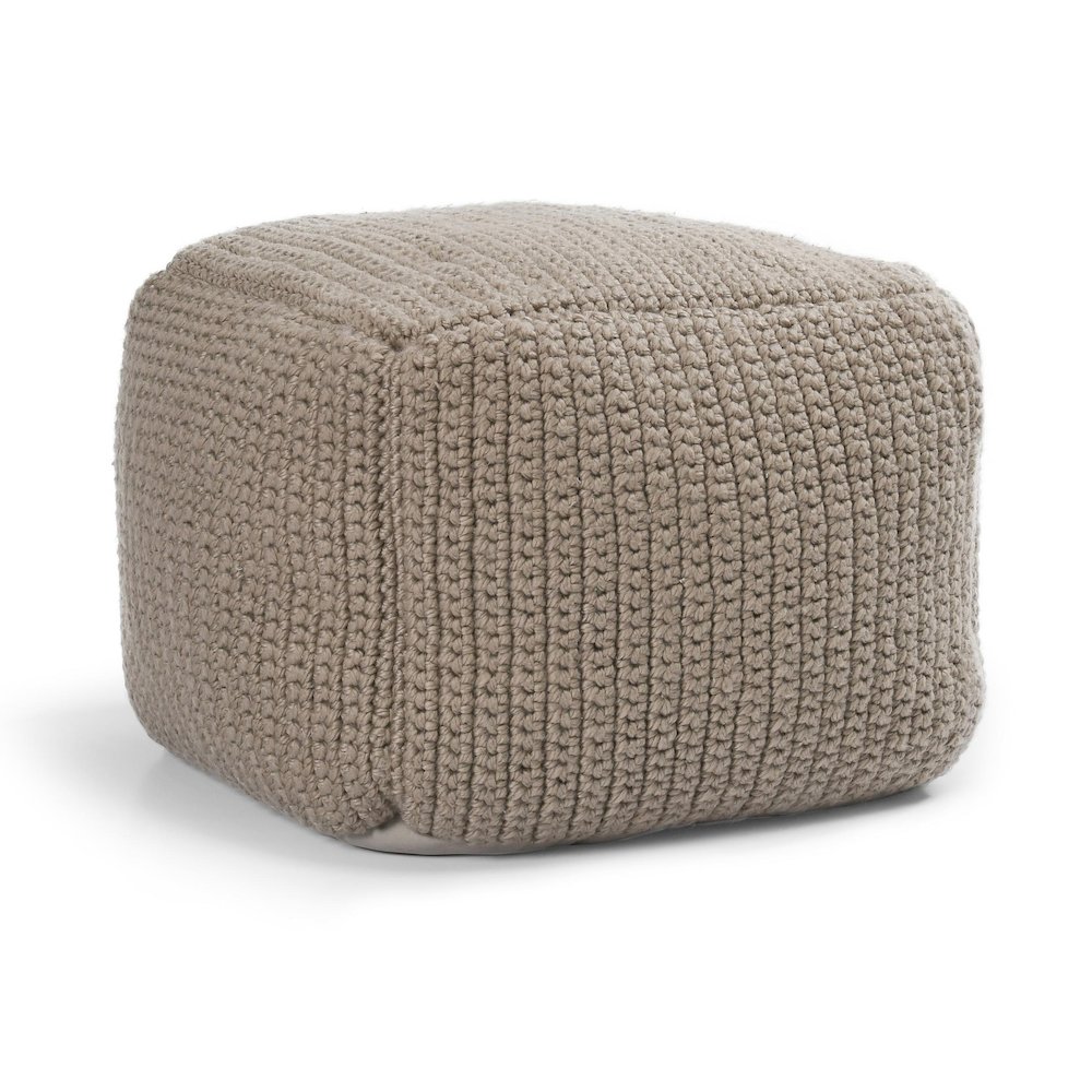 Prism 18" Wide Handwoven Square Pouf, Natural. Picture 1