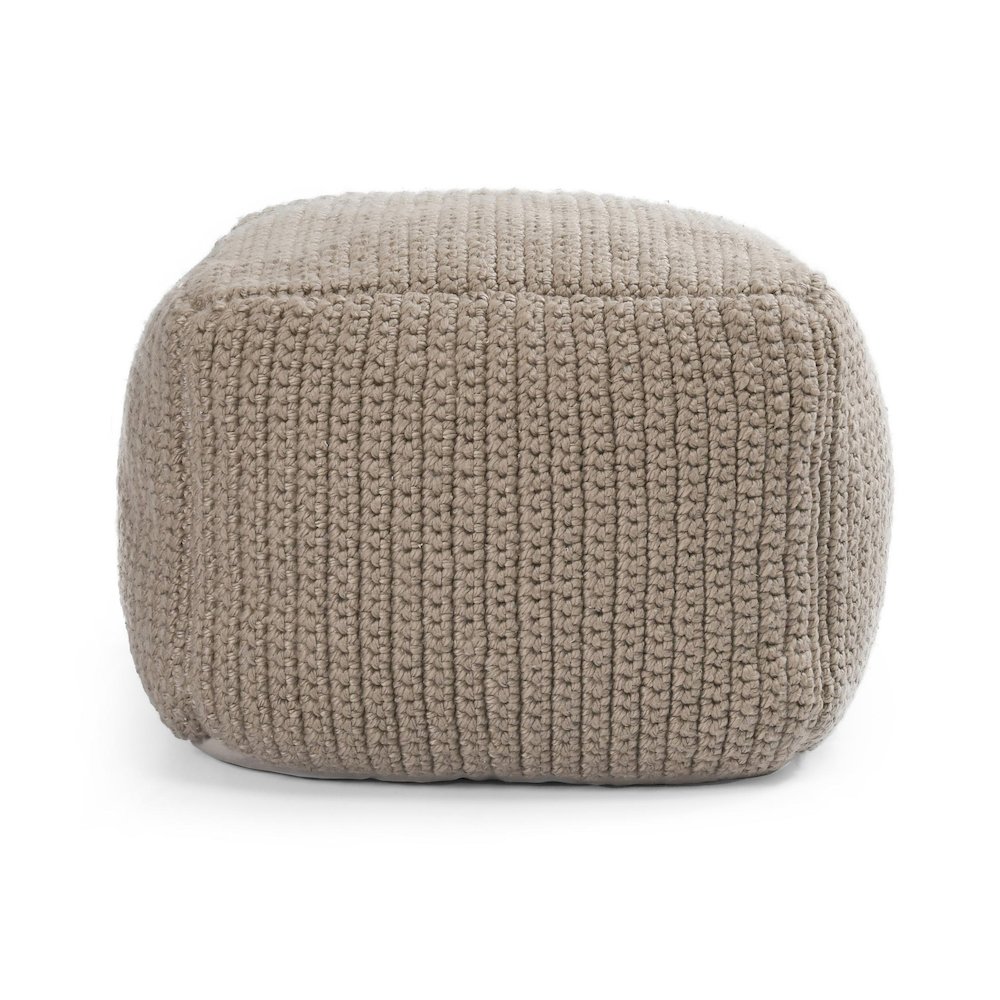 Prism 18" Wide Handwoven Square Pouf, Natural. Picture 2