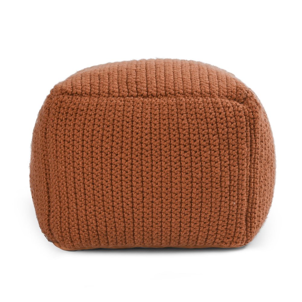 Prism 18" Wide Handwoven Square Pouf, Terra Cotta. Picture 2
