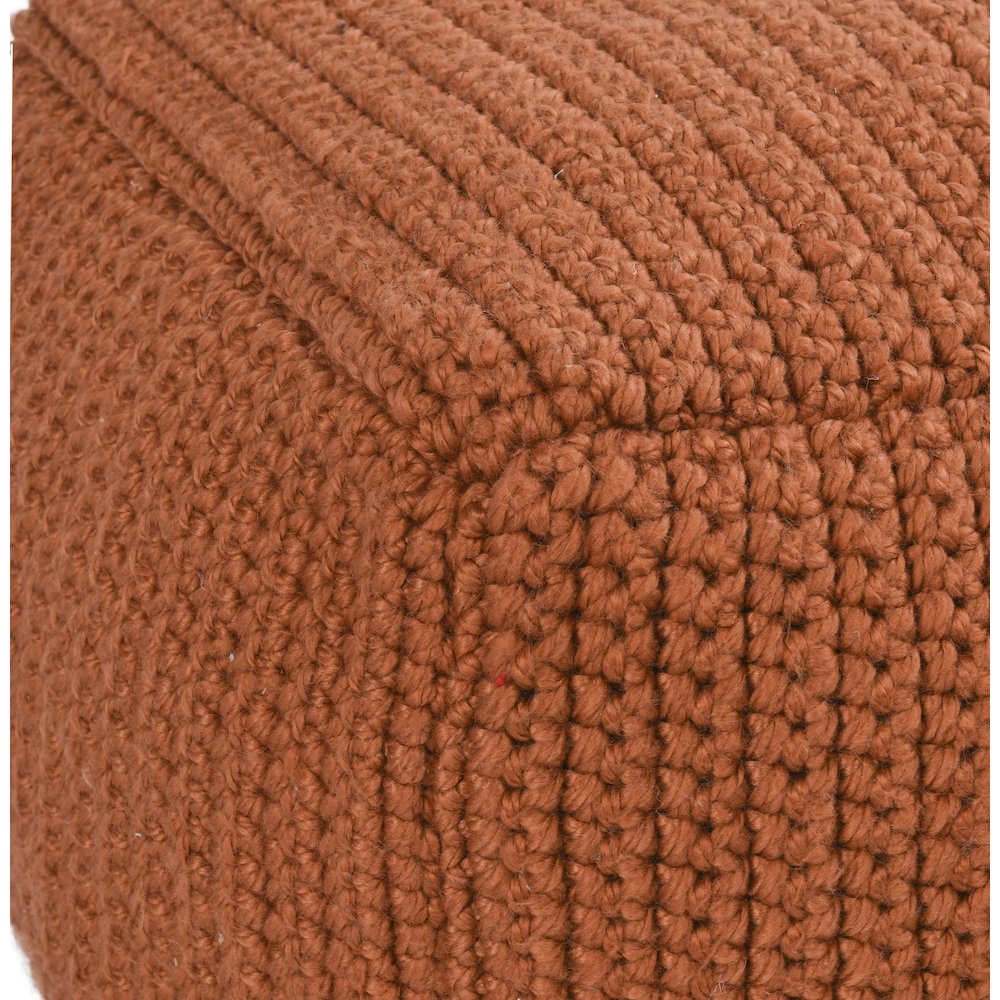Prism 18" Wide Handwoven Square Pouf, Terra Cotta. Picture 3