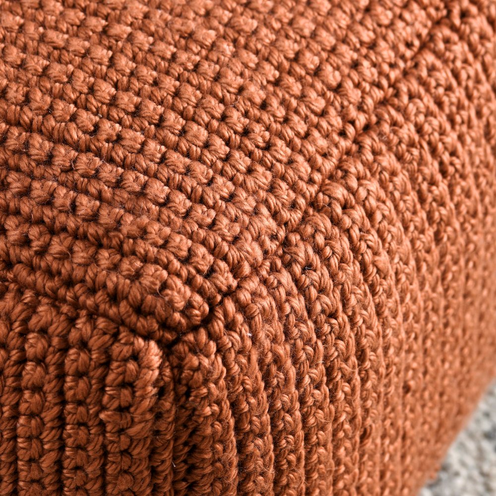 Prism 18" Wide Handwoven Square Pouf, Terra Cotta. Picture 5