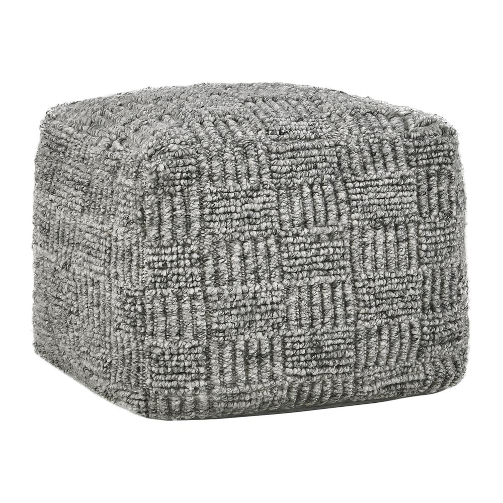 Shades 18" Recycled Fabric Indoor Outdoor Pouf, Gray. Picture 1