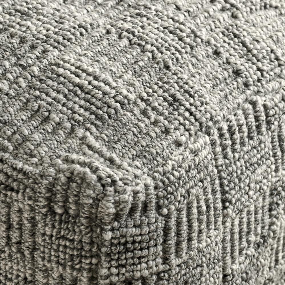 Shades 18" Recycled Fabric Indoor Outdoor Pouf, Gray. Picture 3