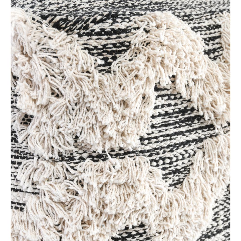Kadin 18" Wide Square Black Pouf. Picture 2