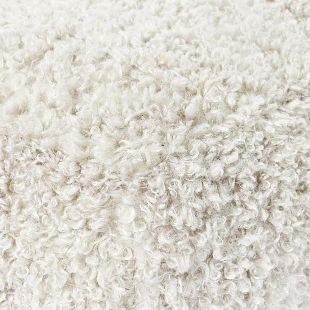 Carters 18" Faux Wool Shearling Ivory Floor Cushion Pouf. Picture 3