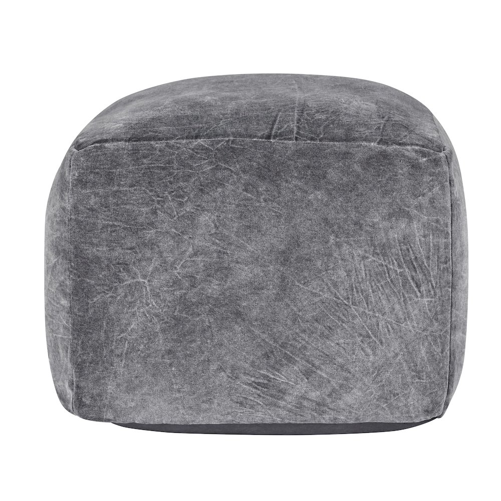 Heirloom 18" Velvet Fabric Stone Gray Floor Cushion Pouf. Picture 2