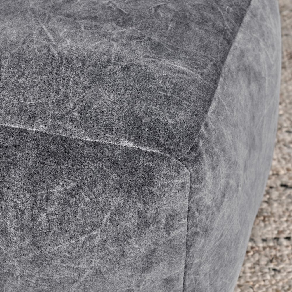 Heirloom 18" Velvet Fabric Stone Gray Floor Cushion Pouf. Picture 5