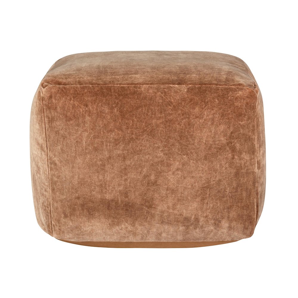 Heirloom 18" Velvet Fabric Orange Rust Floor Cushion Pouf. Picture 2