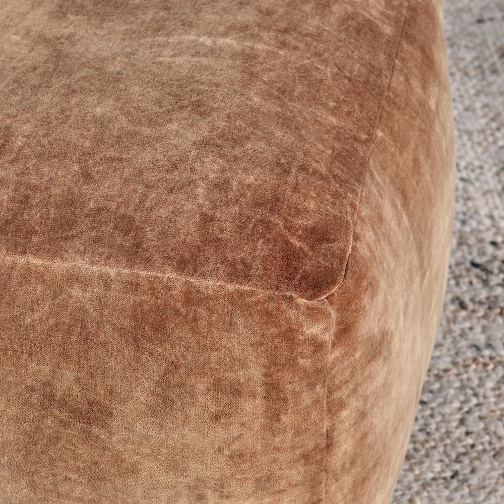 Heirloom 18" Velvet Fabric Orange Rust Floor Cushion Pouf. Picture 4