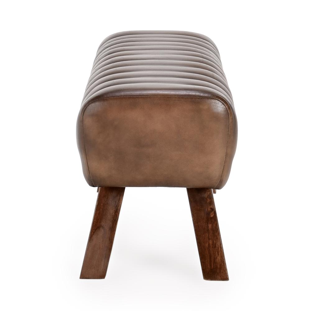 Florian 50" Leather Bench in Brown. Picture 3