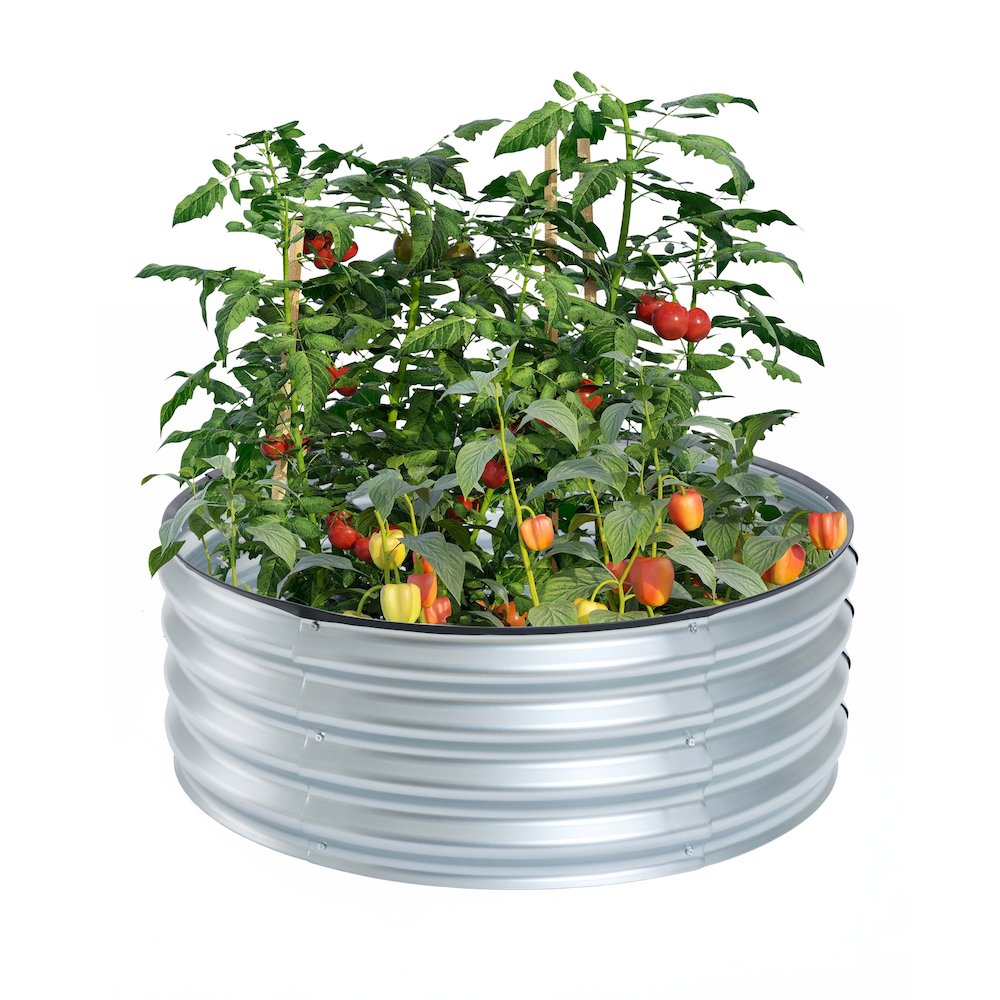 35.38in Round Galvanized Steel Raised Garden Bed. Picture 2