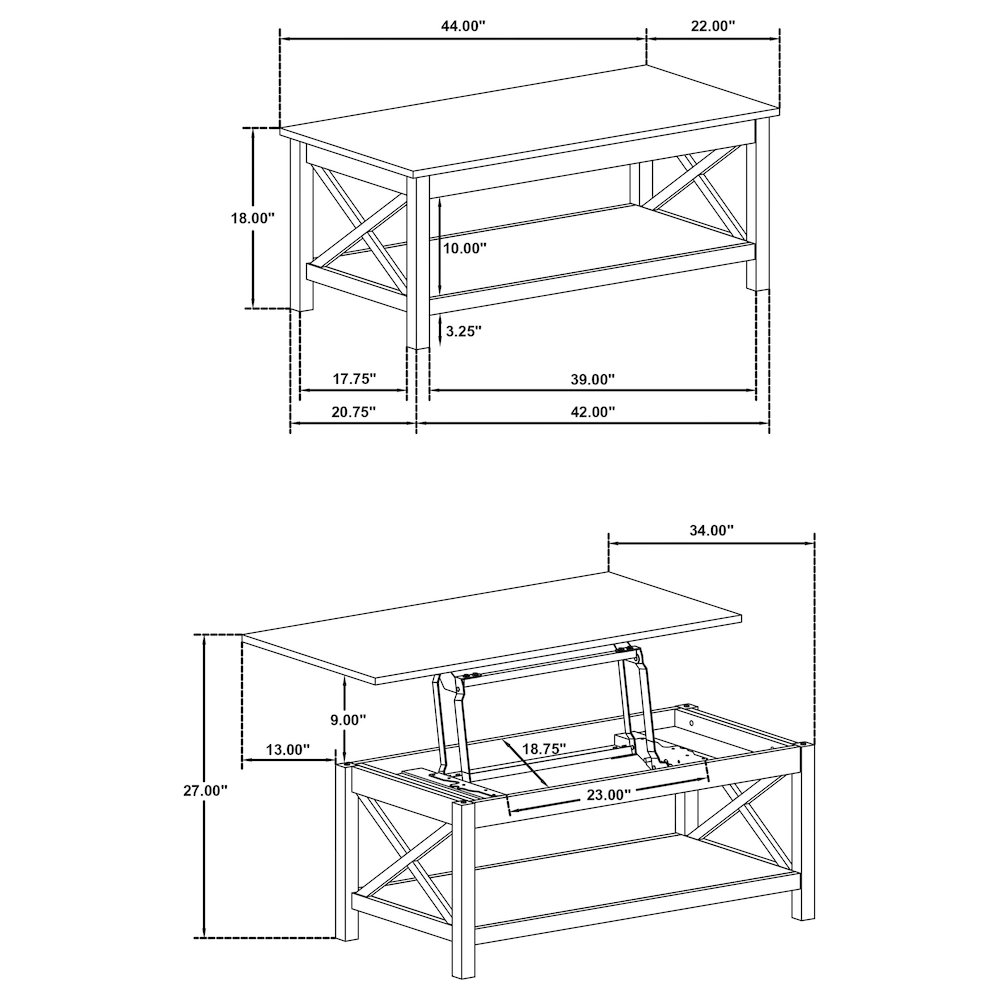 Skyview 3-piece Rectangular Lift Top Coffee Table Set White. Picture 4