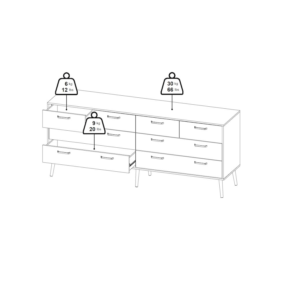Tone 8 Drawer Double Dresser, Mocha Oak. Picture 12