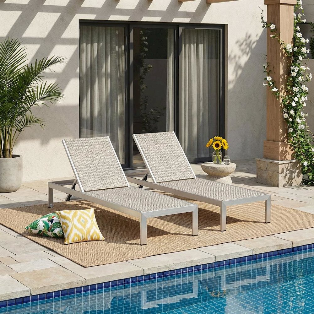 Aluminum Patio Lounge Chairs Set Of 2 With Weather-Resistant Frame. Picture 2