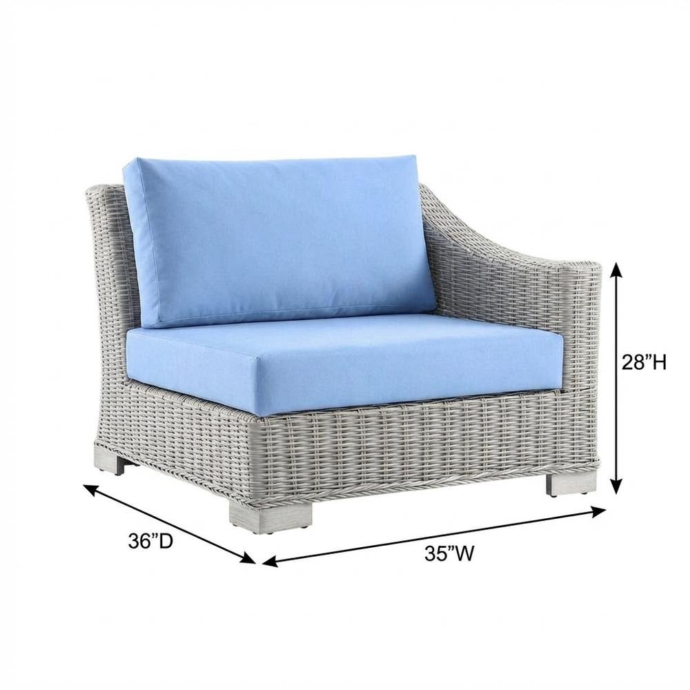 Outdoor Lounge Chair With Wicker Rattan Armrest In Neutral Finish. Picture 7