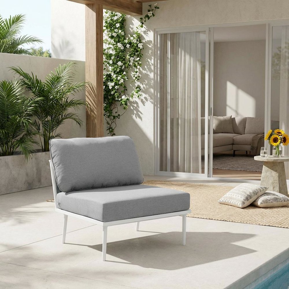Aluminum Outdoor Lounge Chair With Armless Design And Sturdy Backrest. Picture 2