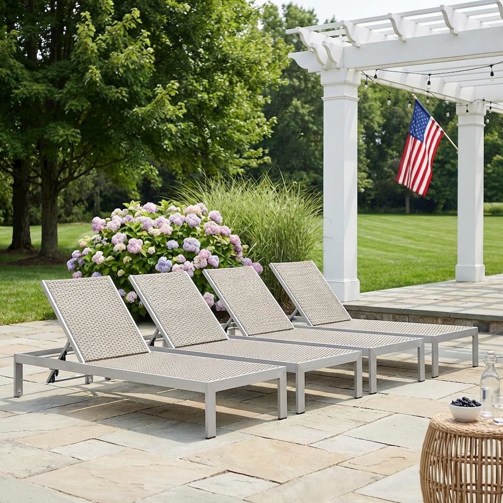 Aluminum Patio Lounge Chairs Set Of 4 With Sturdy Frame For Outdoor Spaces. Picture 3