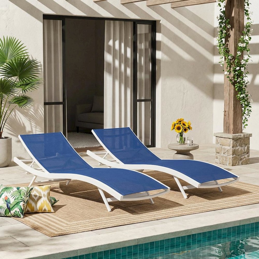 Outdoor Patio Chaise Lounge Set Of 2 With Comfortable Design, Durable Material. Picture 2