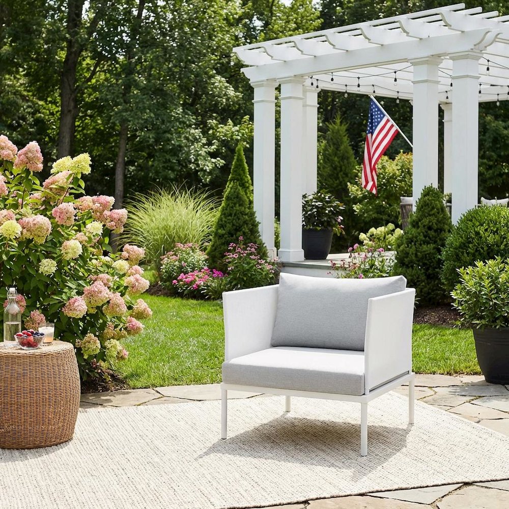 Aluminum Outdoor Lounge Armchair With Sturdy Frame For Patio Relaxation. Picture 3