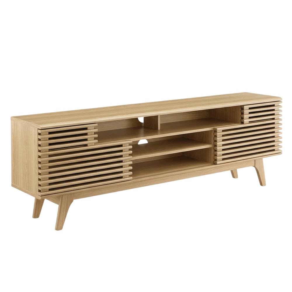 Wooden Brown TV Stand with Spacious Storage and Modern Design. Picture 1