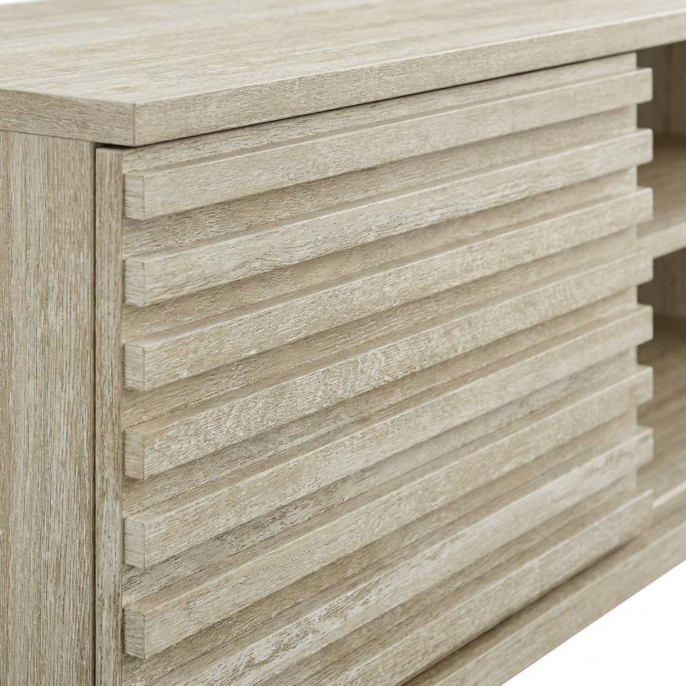 Gray faux wall-mount media console, solid construction, 70-inch design. Picture 5