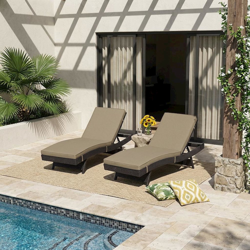 Outdoor Patio Chaise Lounge Set With Plush Cushions For Outdoor Relaxation. Picture 2