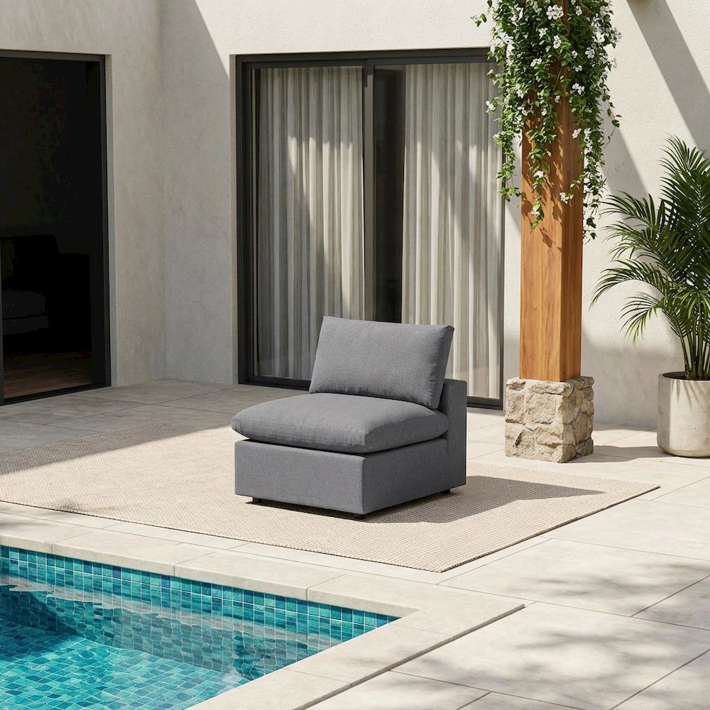 Outdoor Patio Armless Lounge Chair In Weather-Resistant Finish. Picture 2