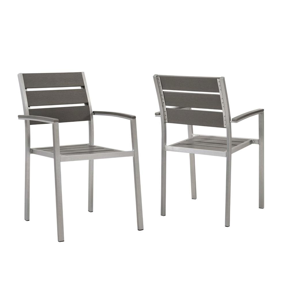 Aluminum Outdoor Patio Dining Armchairs Set Of 2 With Armrests. Picture 1