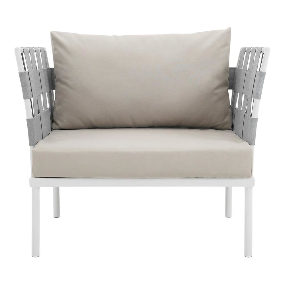 Outdoor Patio Aluminum Armchair With Weather-Resistant Frame And Cushioned Seat. Picture 4
