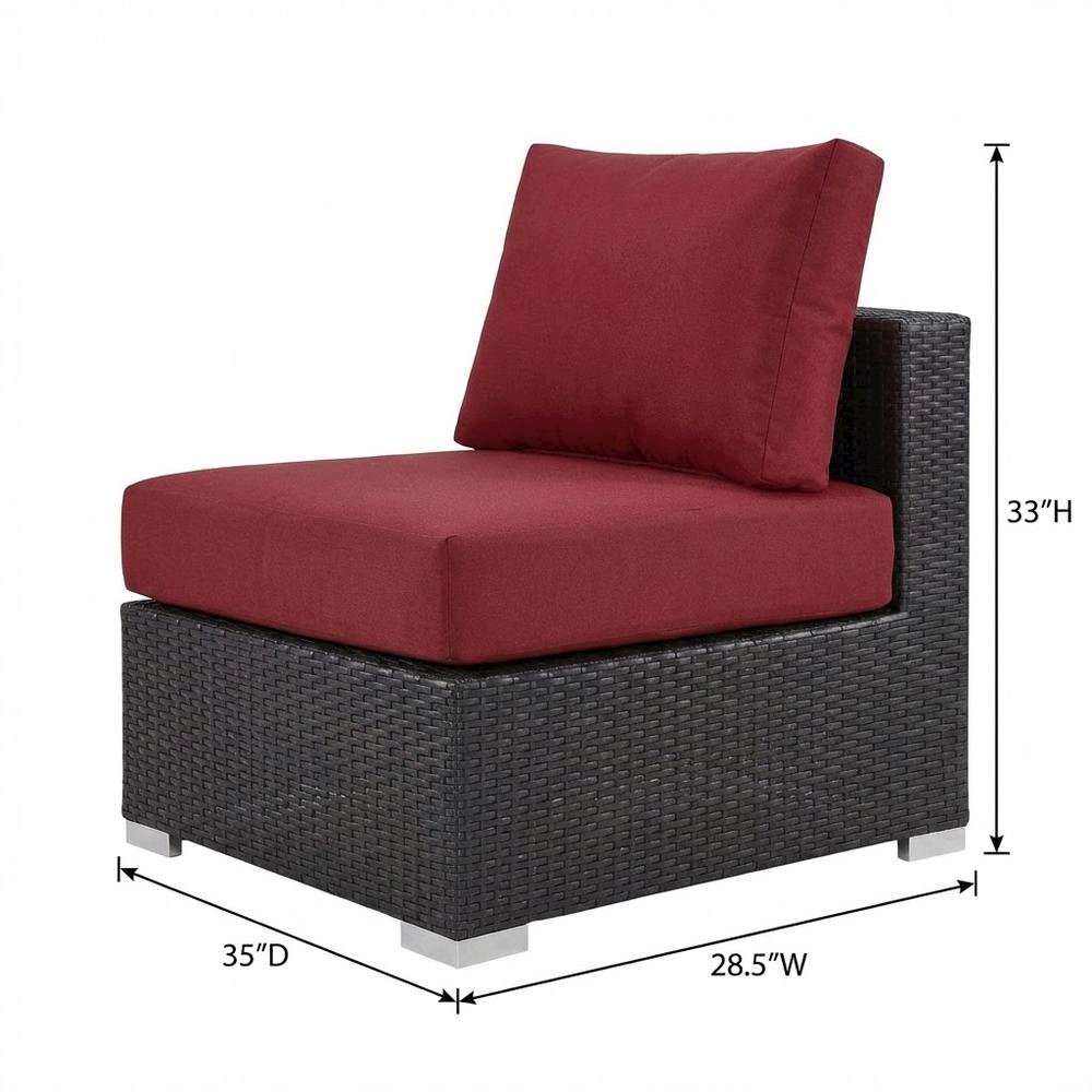 Outdoor Patio Armless Lounge Chair With Cushioned Back And Seat. Picture 7