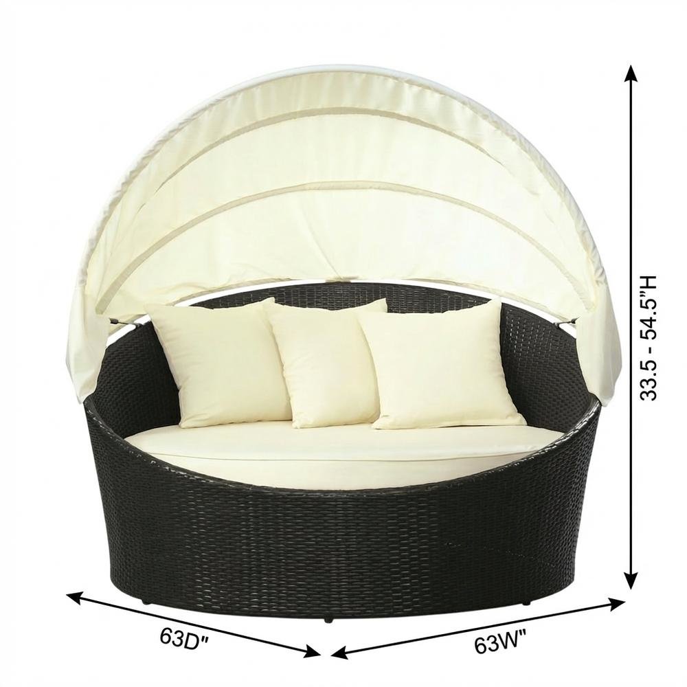 Outdoor Patio Daybed With Cushioned Seating And Armrests For Relaxation. Picture 7