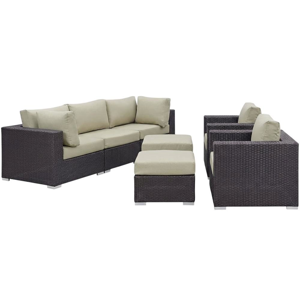 7 Piece Outdoor Patio Sectional Set With Cushions And Armrest Comfort. Picture 1