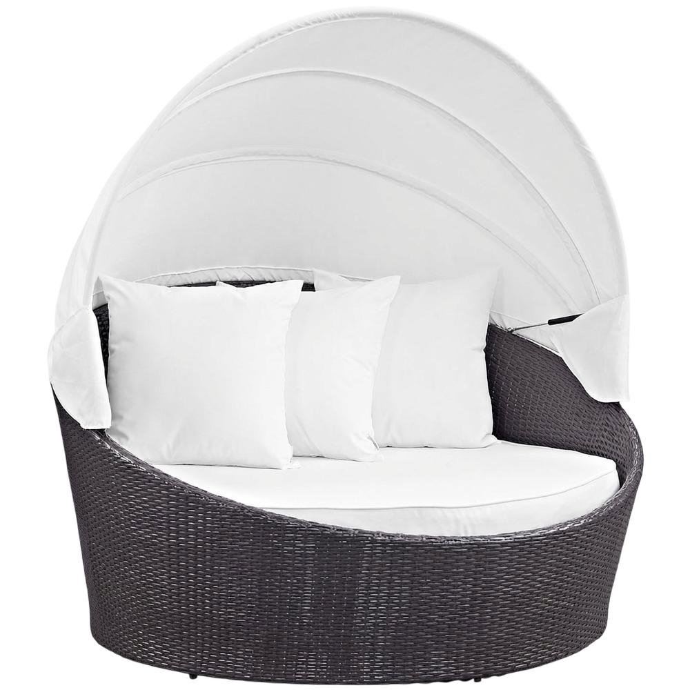 Outdoor Patio Daybed With Backrest And Weather-Resistant Frame. Picture 1