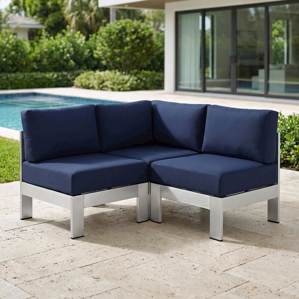 Aluminum Corner Sofa For Outdoor Patio With Cushioned Seating. Picture 3
