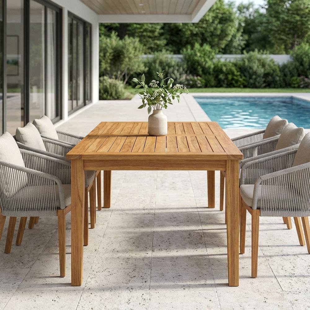 Teak Outdoor Patio Dining Table with Classic Design and Durable Construction. Picture 3