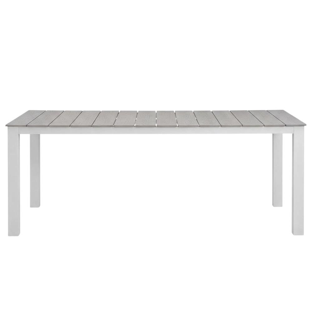 Rustic Grey Outdoor Patio Dining Table With Durable Construction. Picture 4