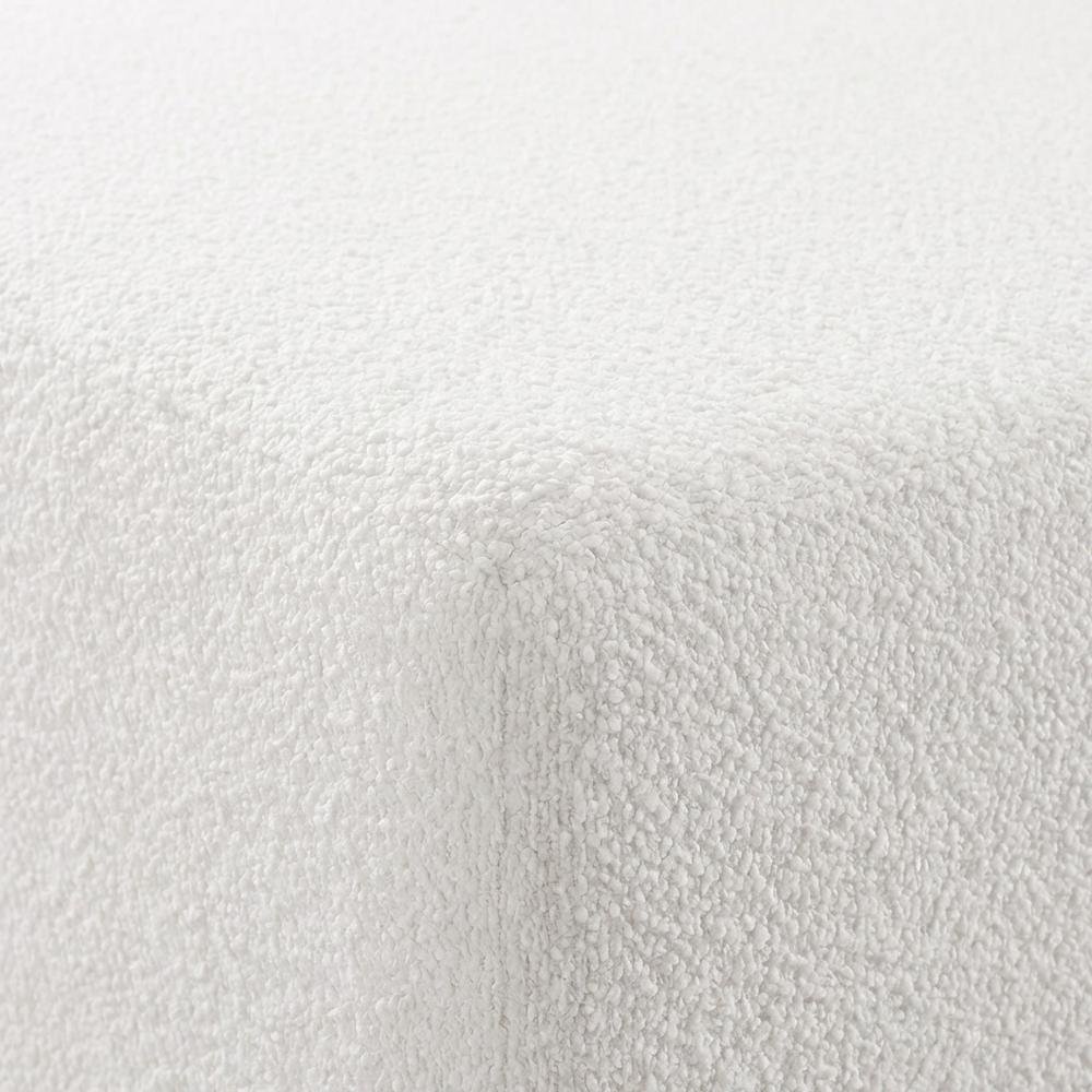 Square Boucle Upholstered Ottoman With Cushioned Top For Outdoor Lounge. Picture 5