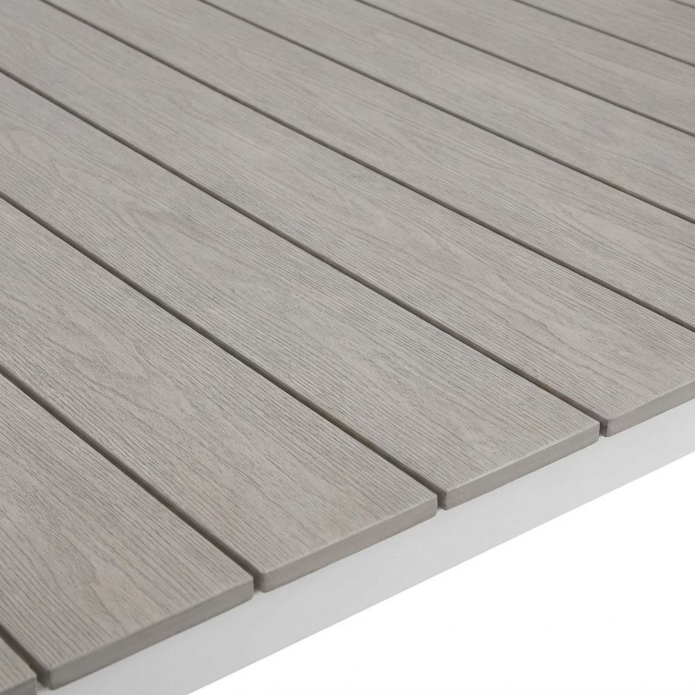 Rustic Grey Outdoor Patio Dining Table With Durable Construction. Picture 5