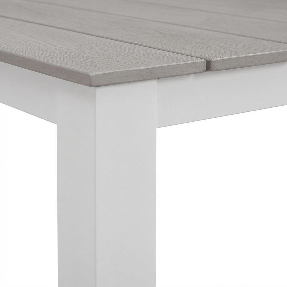 Rustic Grey Outdoor Patio Dining Table With Durable Construction. Picture 6