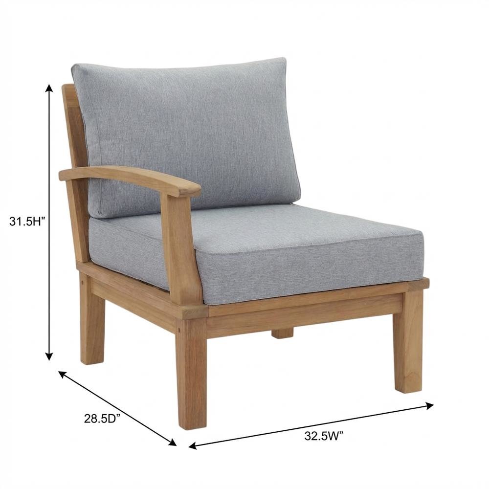 Outdoor Patio Teak Right-Facing Sofa With Cushioned Seat And Armrests. Picture 7