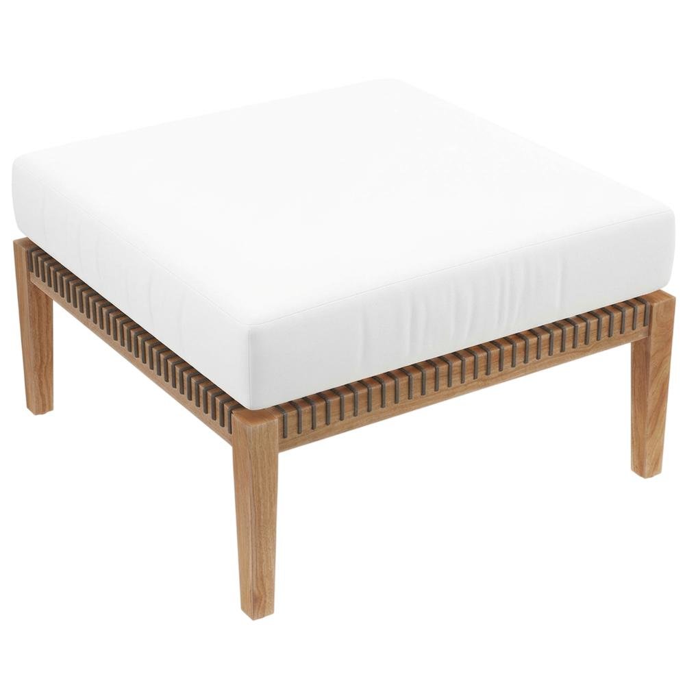 Teak Wood Outdoor Ottoman With Durable Finish And Versatile Use. Picture 1