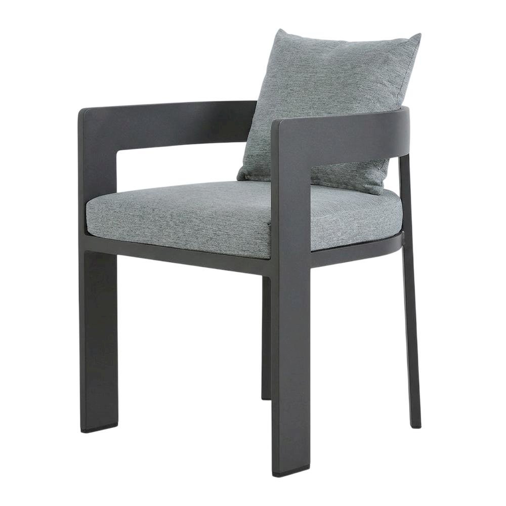 Aluminum Outdoor Dining Chair With Cushioned Seat And Elegant Design. Picture 1