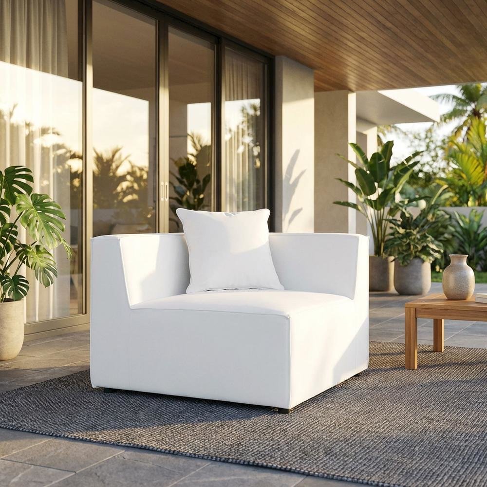 Outdoor Patio Upholstered Sectional Sofa Corner Chair, Armrests, Cushioned Seat. Picture 2