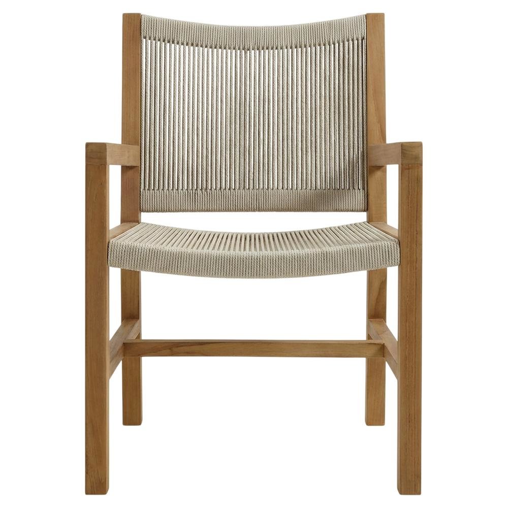 Outdoor Dining Armchairs Set Of 2 With Teak And Rope Detailing. Picture 4