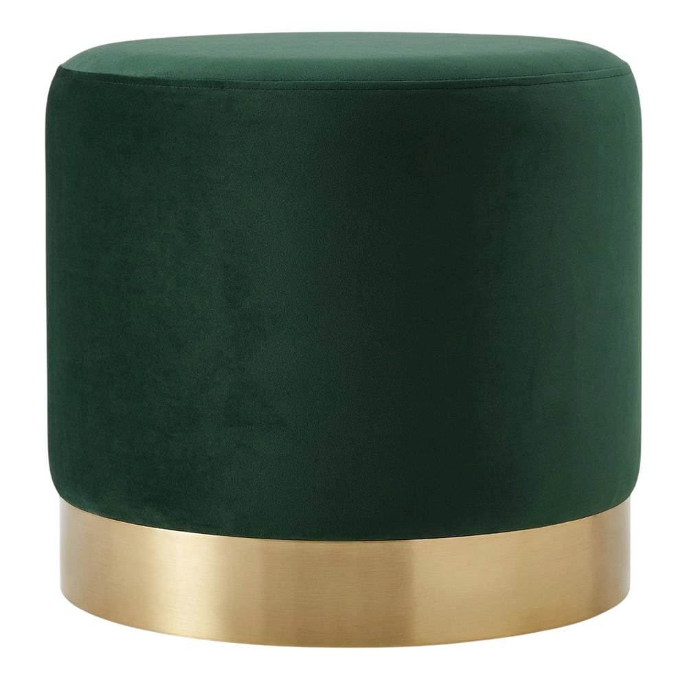 Performance Velvet Round Ottoman, Neutral Color, Plush Upholstery, Sturdy Base. Picture 4