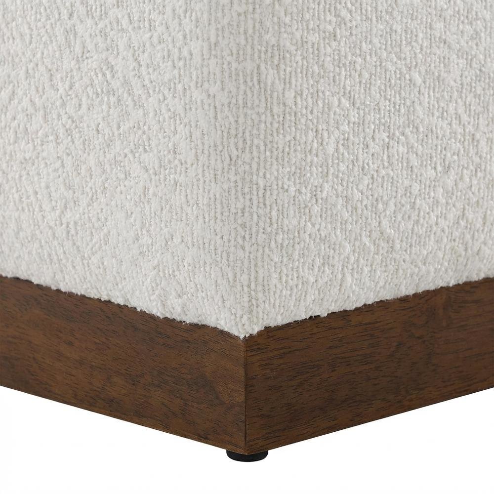 Square Boucle Upholstered Ottoman, Neutral Tone, Versatile Seating, Footrest. Picture 6