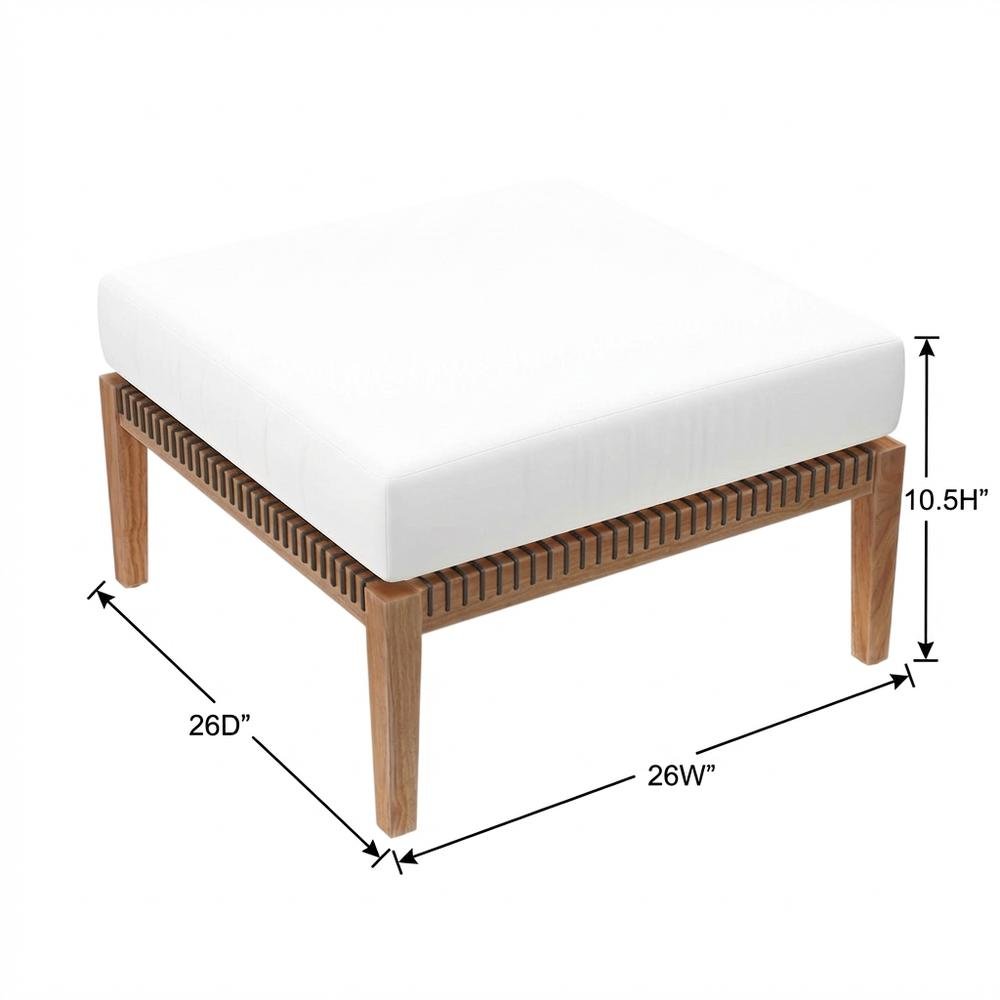 Teak Wood Outdoor Ottoman With Durable Finish And Versatile Use. Picture 7