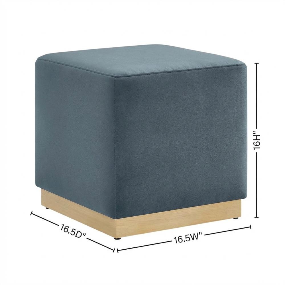 Square Upholstered Ottoman In Performance Velvet With Modern Design. Picture 7