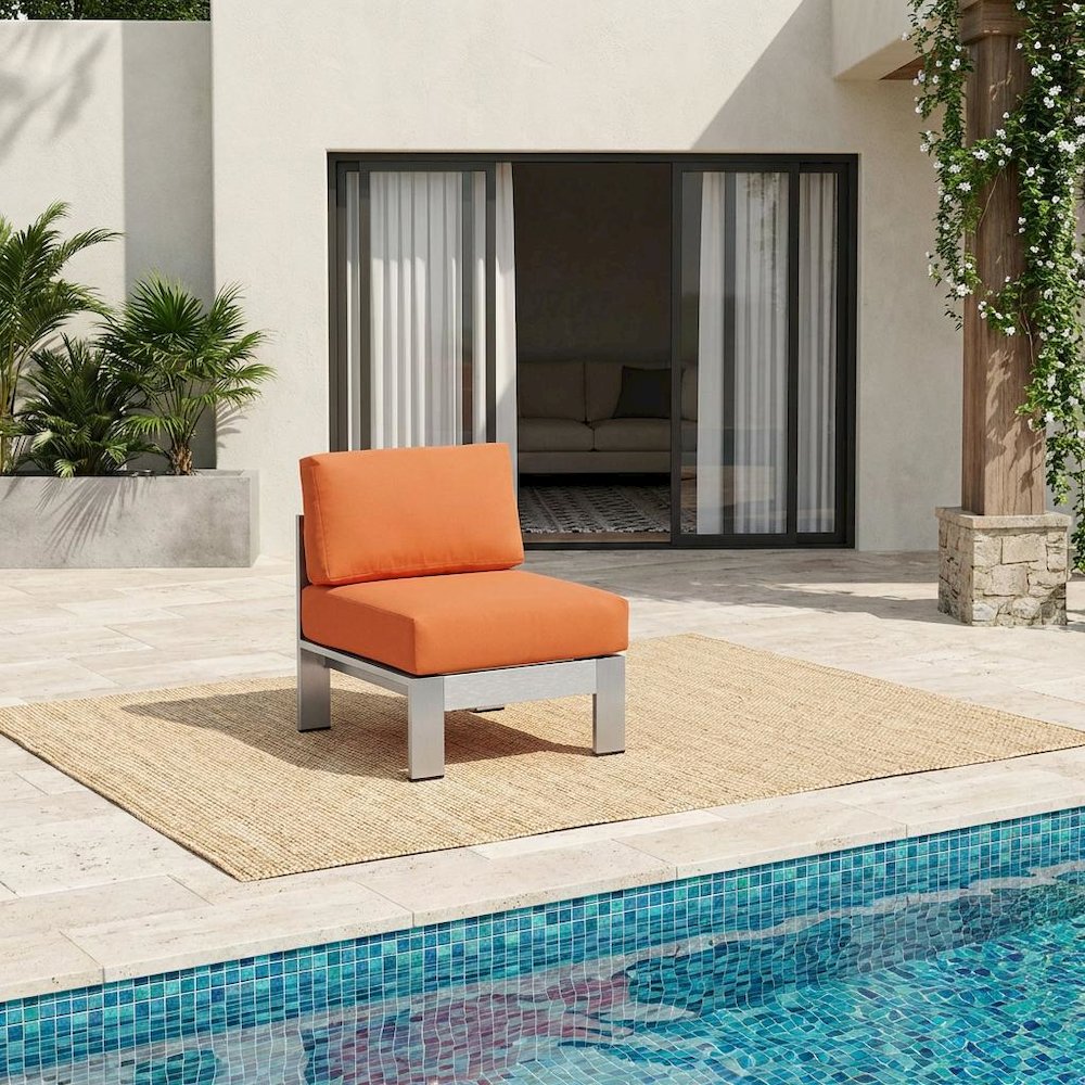 Outdoor Lounge Chair With Aluminum Frame And Armless Design. Picture 2